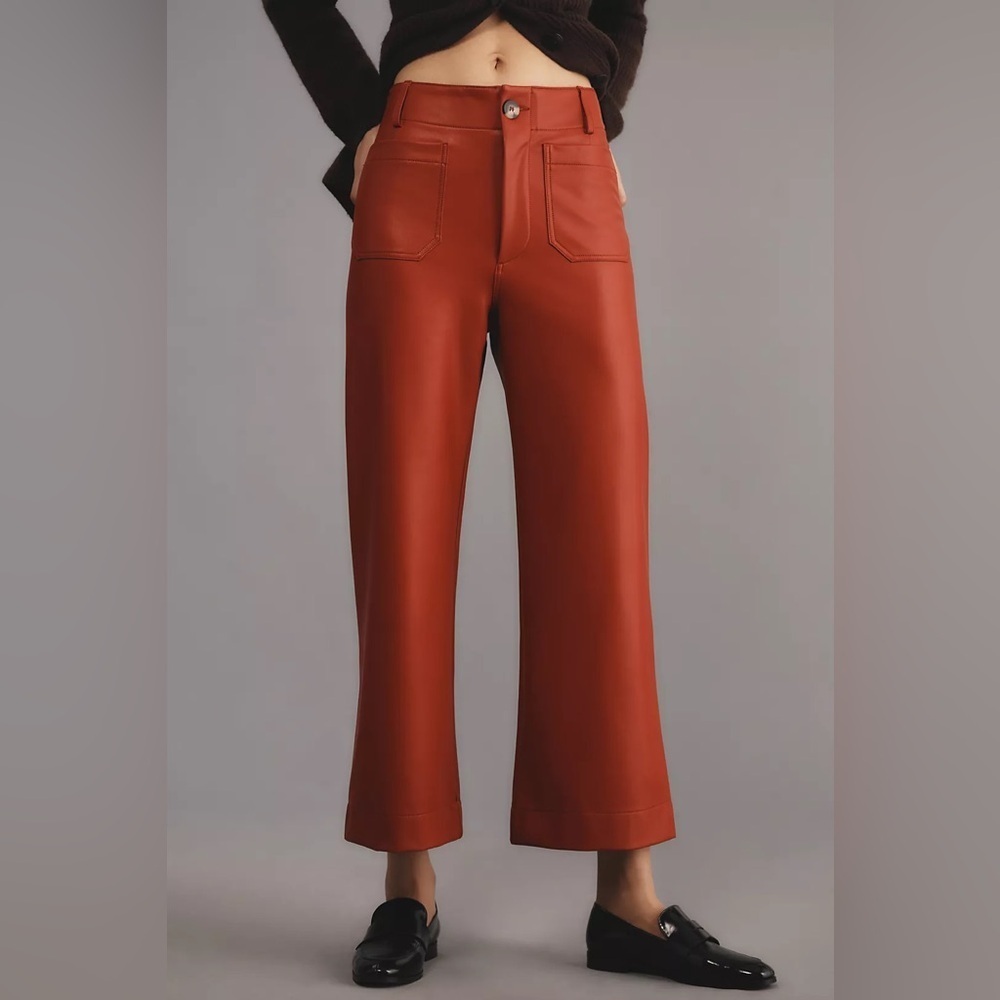 NWT Size 33 - The Colette Cropped Wide-Leg Pants by Maeve: Faux-Leather Edition